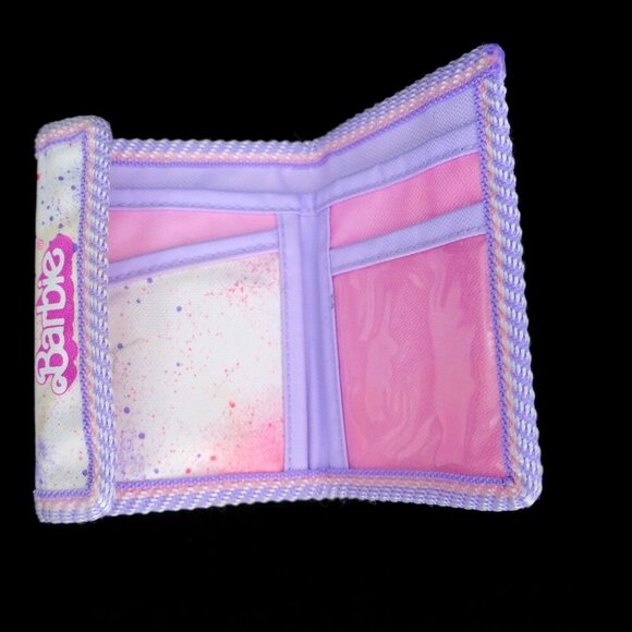 Vintage Barbie Mattel 1989 School Collection Wallet Pink Purple Paint Splatter - Picture 5 of 6